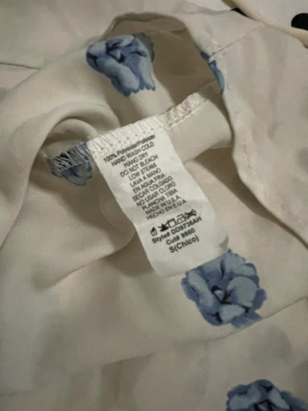 Yoyo 5 Women's Floral Mini Dress V-Neck 3/4 Sleeve, Blue Beige NWOT - Picture 5 of 12